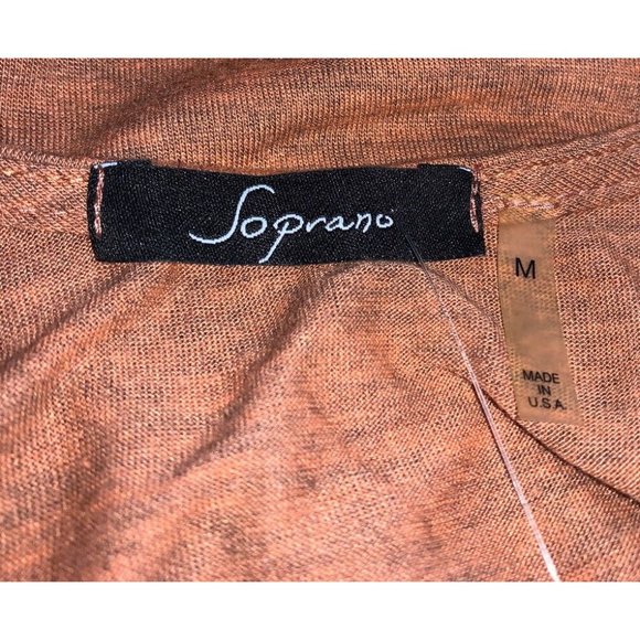 NWT Soprano Womens Sz MEDIUM Heathered Rusty Orange Scoop Neck Pullover USA MADE - Picture 8 of 10